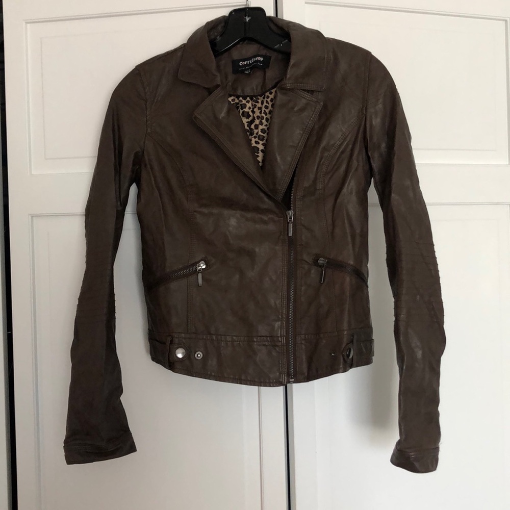 Brown faux leather jacket
